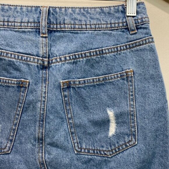 H&M Denim Blue Distressed High Waisted Mini Skirt​​​​​​​ - Picture 5 of 10